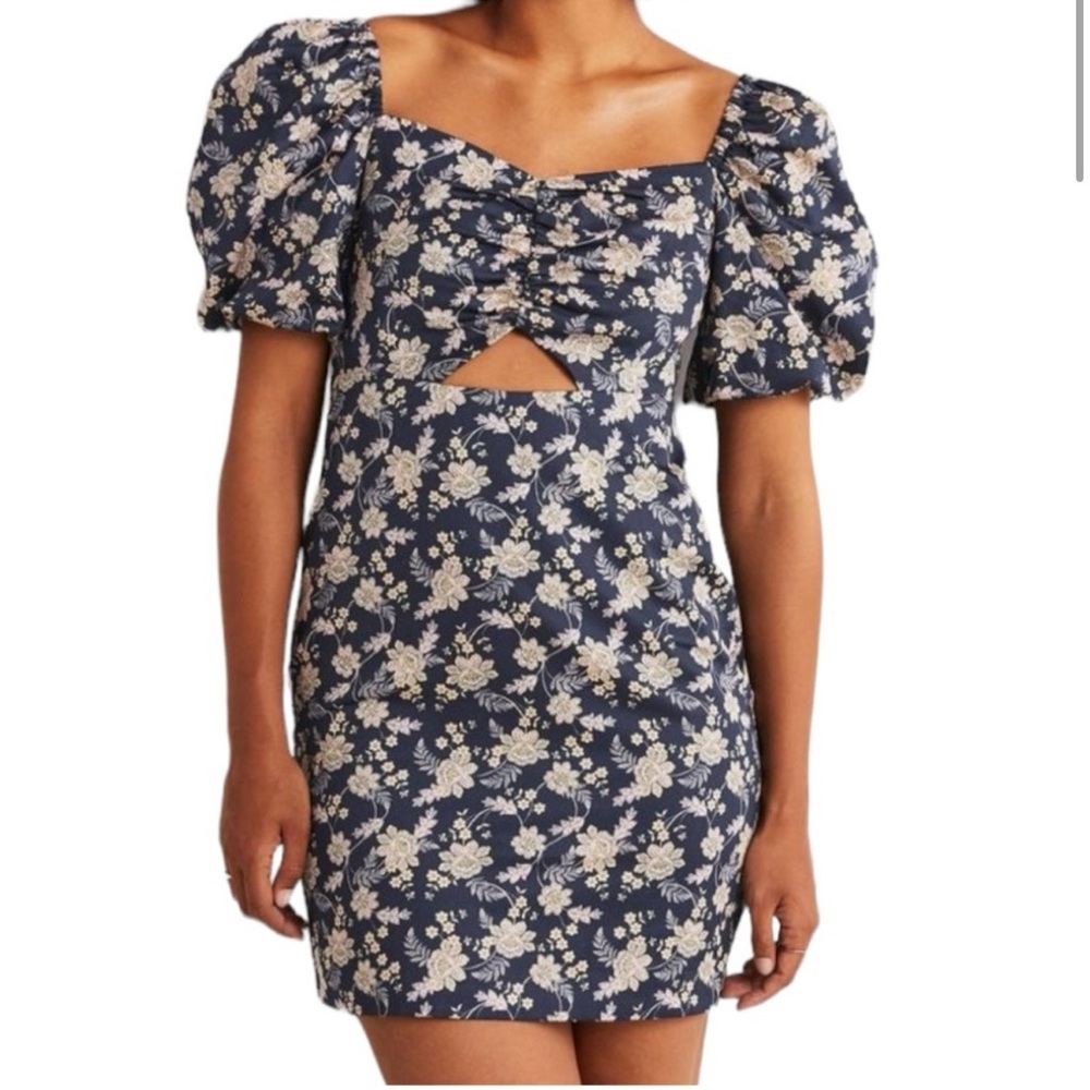 Boden Floral Puff Sleeve Mini Dress
